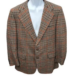 Men's Plaid Blazer - Brown and Orange
